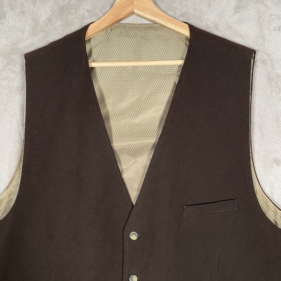 Vintage Jean Paul Germain Waistcoat Mens 4X Brown Cotton Suit Vest Western - Picture 3 of 15